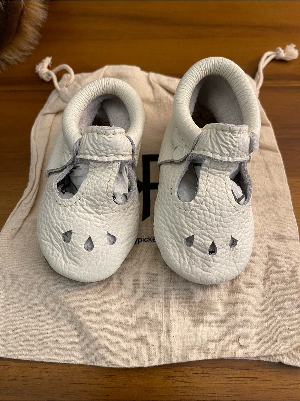 Freshly Picked Cream Leather T-Strap Moccasins